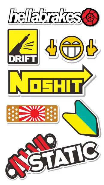 Vector illustration of Japanese Car Decals, and Stickers in Vector format