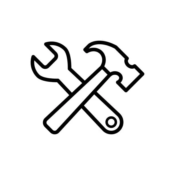 Vector illustration of Hammer icon flat vector template design trendy