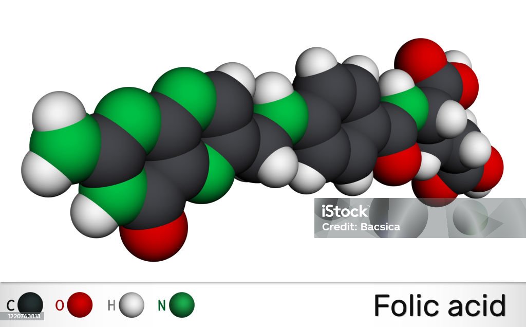 Folate In Vector Folic Acid Folate Molecule It Is Known As Vitamin B9 Molecular Model ...