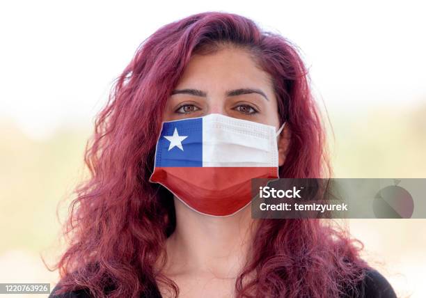 Face Mask With Chilean Flag Design Stock Photo - Download Image Now - Chile, Coronavirus, Women