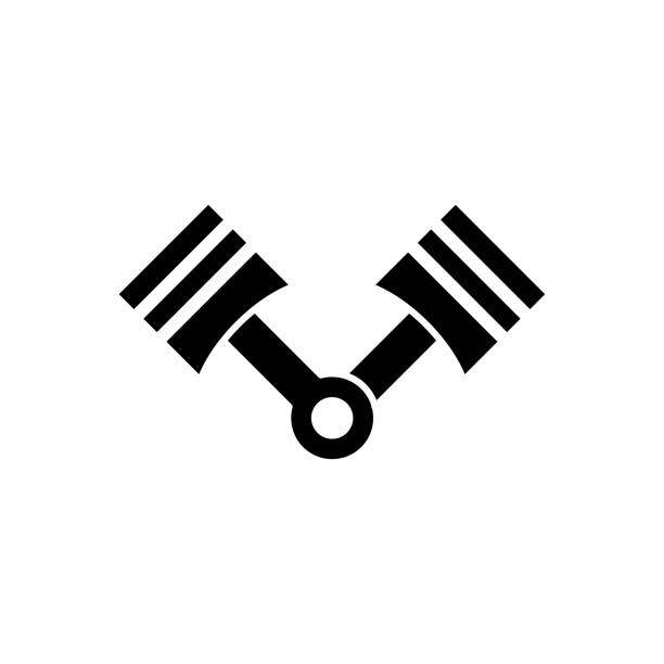ilustraciones, imágenes clip art, dibujos animados e iconos de stock de diseño de plantilla vectorial plana icono de pistón de moda - piston engine