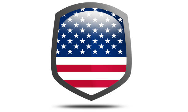 USA country flag shield icon, 3d rendering