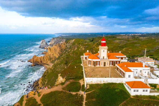 istock Cape Roca at Sintra Natural Park oceanfront - aerial view 1220771627