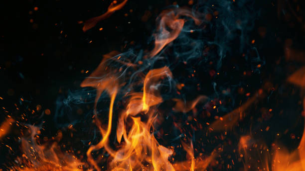 istock Texture of flame, isolated on black background 1220773174