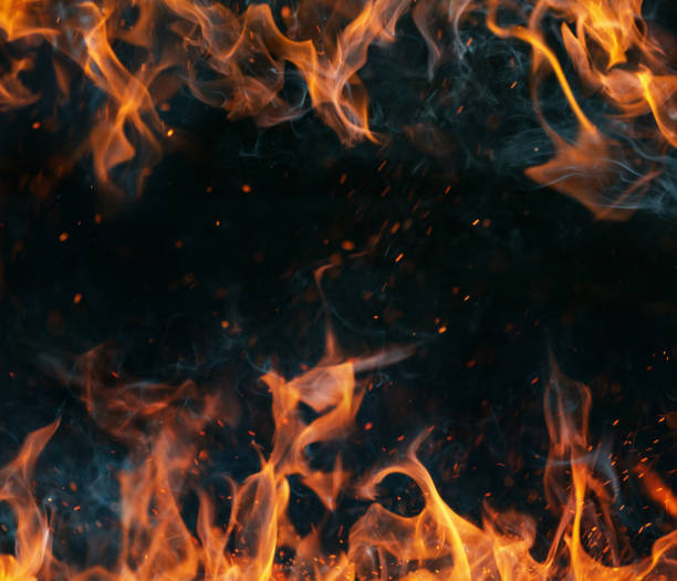 istock Texture of flame, isolated on black background 1220773420