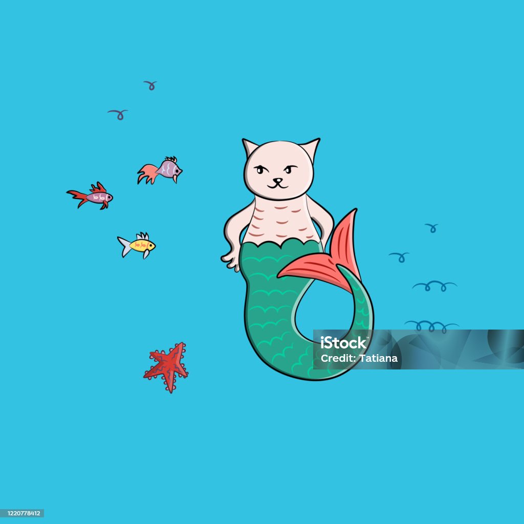 Cat Mermaid In The Sea Fish And Sea Waves Funny Cartoon Character Of A Floating Kitten Facial Expression As A Person Cute Doodle Stock Illustration - Download Image Now - iStock Cat Mermaid In The Sea Fish And Sea Waves Funny Cartoon Character Of A Floating Kitten Facial Expression As A Person Cute Doodle Stock Illustration - Download Image Now - iStock