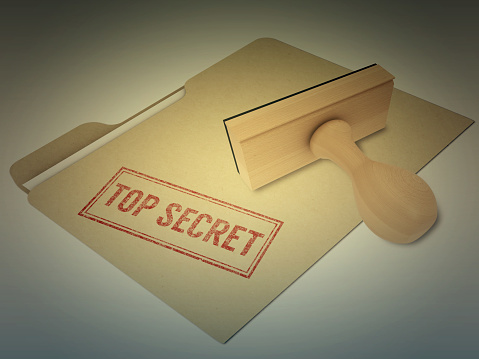 Top secret security privacy confidential rubber stamp