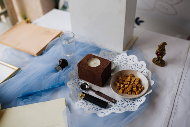 istock Seal the letter. Sealing accessories. Wedding decorations. A let 1220780650