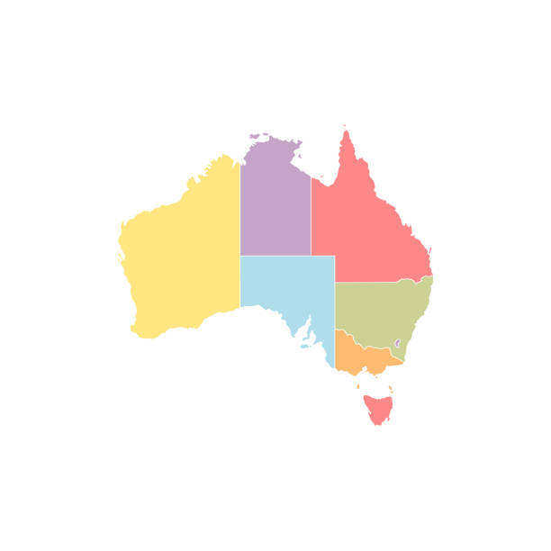 istock Australia map, new political detailed map, separate individual states, with state names, isolated on white background blank 1220783437
