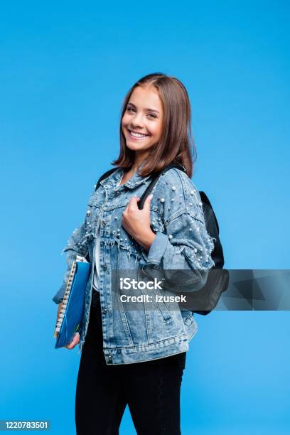 Portrait Of Pretty Female High School Student Stock Photo - Download Image Now - Student, Teenager, Adolescence