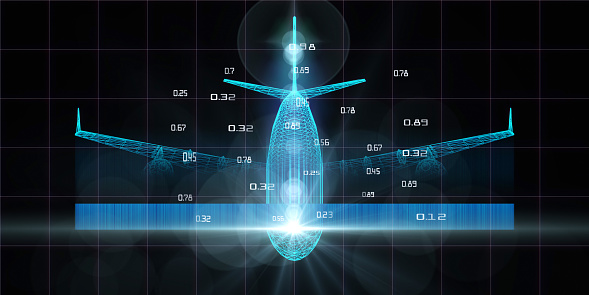Program Background Plane Dsign Abstract Digital Background With 3d Grid Airplane And Blurred Lines Big ...