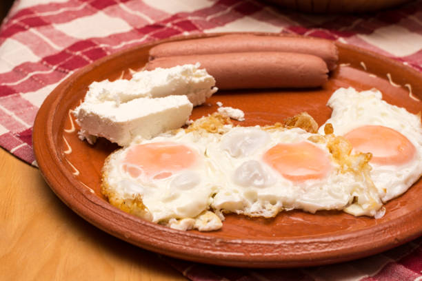 istock Hot dogs and eggs served for breakfast 1220786976