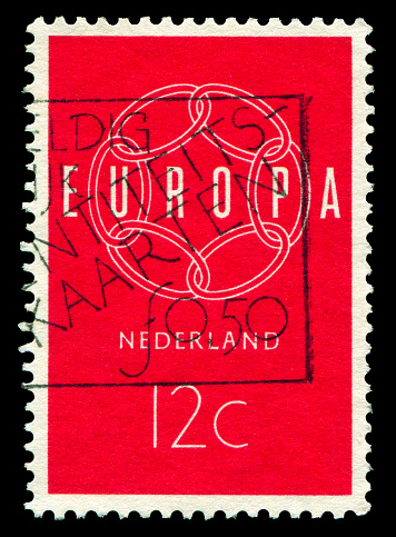 Netherlands stamps: Wheel Pattern and 12 Cent