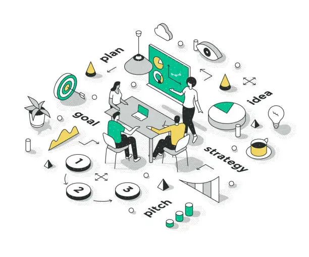 Vector illustration of Sales Strategy Presentation Isometric Concept