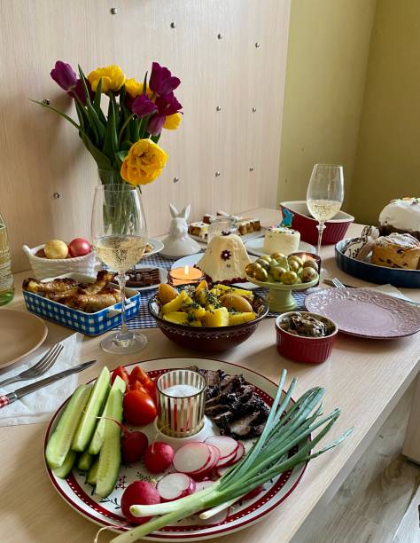 istock Easter bread and cottage cheese Easter. home holiday easter table. Traditional homemade dishes. 1220789501