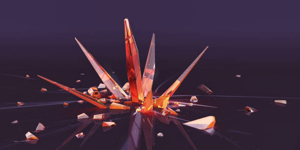 Glass fragments on a black background.
