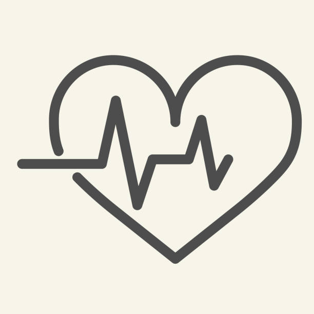 심장 박동 라인 아이콘입니다. 흰색 배경에 심전도 라이프 라인 개요 스타일 픽토그램입니다. 모바일 컨셉 및 웹 디자인을 위한 하트 펄스. 벡터 그래픽. - heart stock illustrations