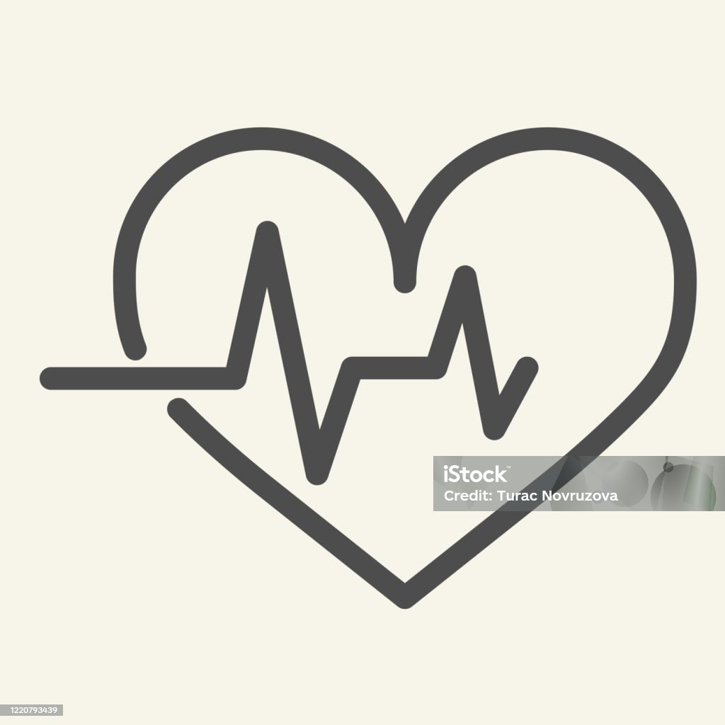 Heart Beat Line Icon Cardiogram Life Line Outline Style Pictogram ...