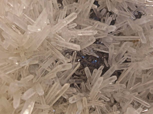 istock Quartz, like crystals of snowflakes under a microscope. 1220794298