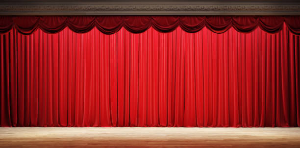 istock Background image of red velvet stage curtains. 1220795062