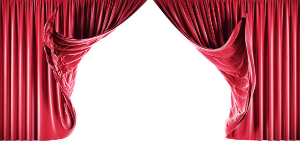 istock Red velvet curtains isolated on white background with clipping path. 1220795696