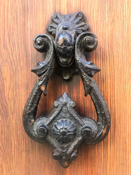 istock Antique vintage door with metal handle. 1220795921