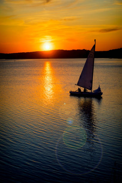Holidays in Poland - Sunset over the Wdzydze lake, Kashubia land, Pomorskie province