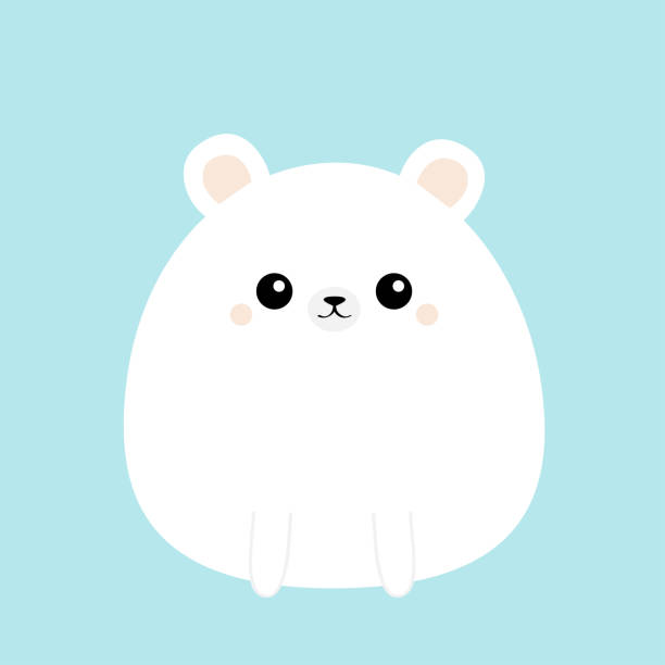White Bear Icon Funny Head Face Cute Kawaii Cartoon Round