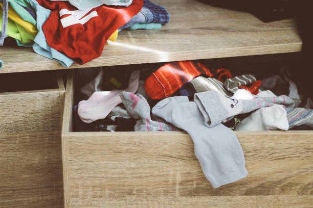 Messy Child Drawer With Socks Stock Photo - Download Image Now - Sock,  Drawer, Messy - iStock