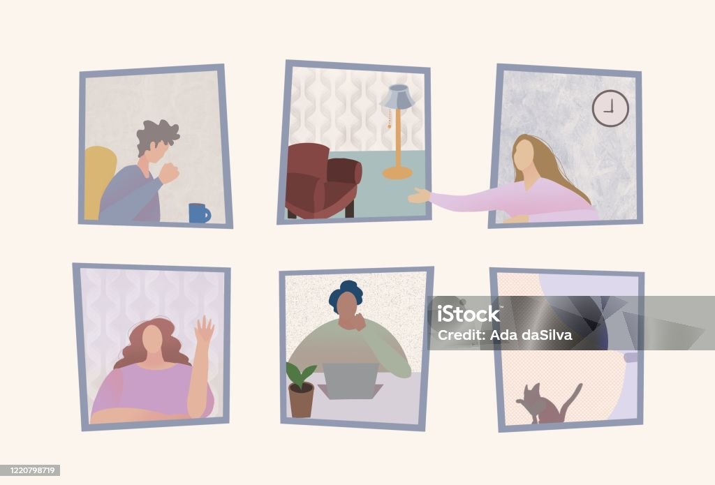 Self Isolation People At Home Stock Illustration - Download Image Now ...