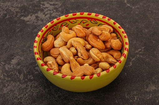 Roasted Cashew heap in the bowl