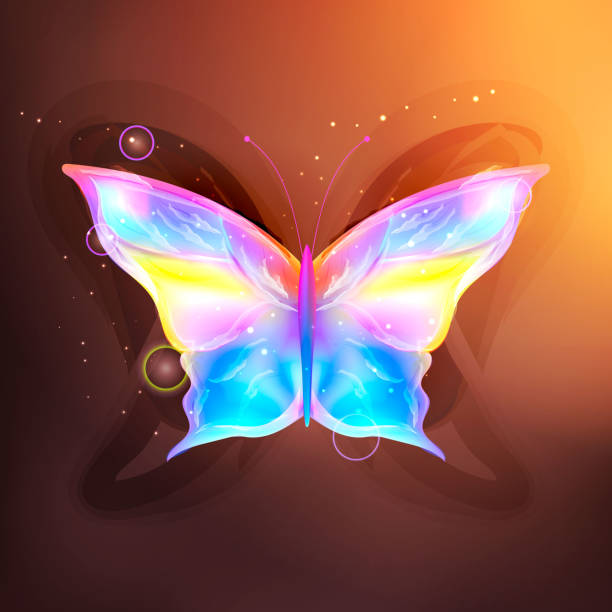 istock Luminous butterflies on a colored abstract background.flying butterflies. Eps10. 1220801236