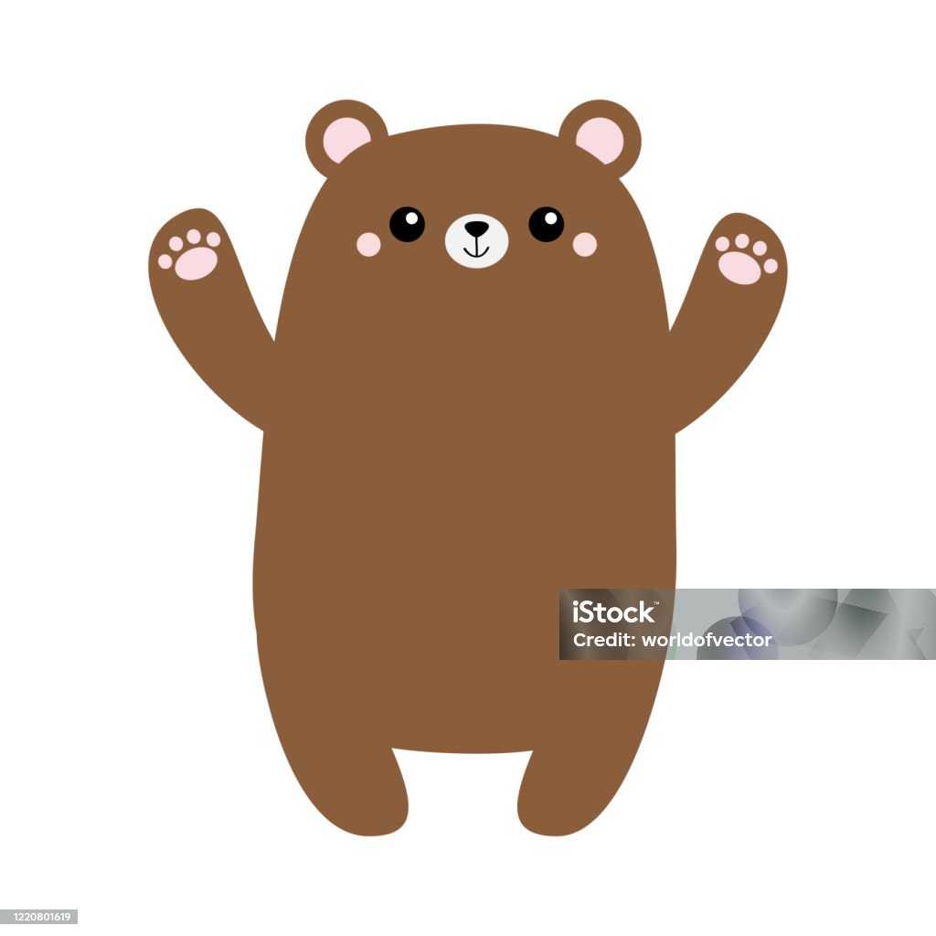 Grizzly Brown Bear Icon Give A Hug Cute Cartoon Funny Kawaii Character  Forest Baby Animal Collection Aby Clothes Kids Tshirt Notebook Cover Print  White Background Isolated Flat Design Stock Illustration - Download
