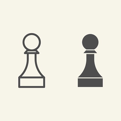 Chess Pawn line and solid icon. Chess Piece outline style pictogram on beige background. Strategic board game for mobile concept and web design. Vector graphics