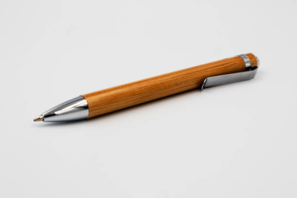istock Ball point pen with bamboo skin 1220802719