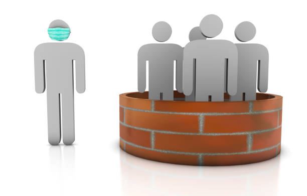 istock Keep Your Distance, Medical Mask on Stick People 1220802840