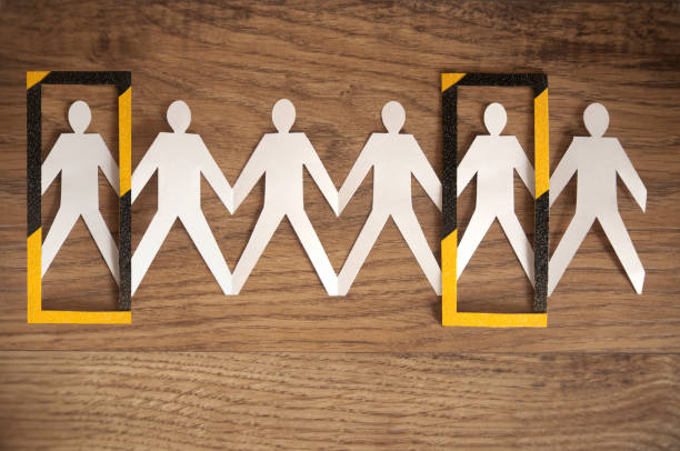 Self isolation social distancing human paper chain