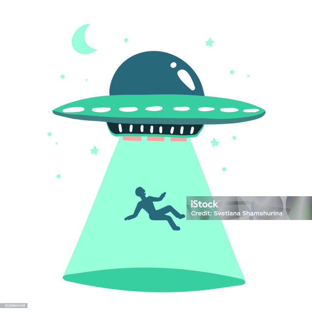 Ufo Bắt Cóc Con Người Tàu Vũ Trụ Ufo Ray Ánh Sáng Vector Minh Họa ...