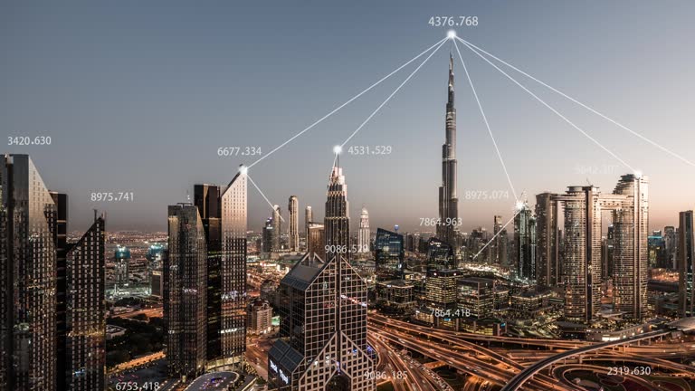 T/L PAN 5G Network Concept, from Day to Night / Dubai, UAE