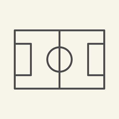 istock Football field thin line icon. Soccer stadium outline style pictogram on beige background. Football sport signs for mobile concept and web design. Vector graphics. 1220806319