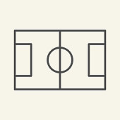istock Football field thin line icon. Soccer stadium outline style pictogram on beige background. Football sport signs for mobile concept and web design. Vector graphics. 1220806319