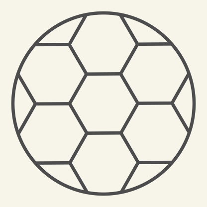 Soccer ball thin line icon. Football ball outline style pictogram on beige background. Sport and recreation signs for mobile concept and web design. Vector graphics