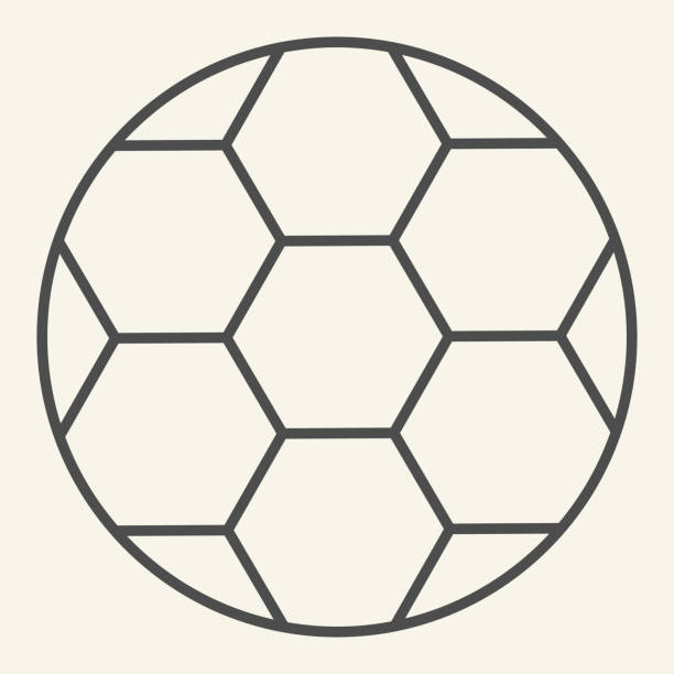 足球薄線圖示。足球輪廓風格象形圖在米色背景。移動概念和網路設計的體育和娛樂標誌。向量圖形。 - 足球 球 插圖 幅插畫檔、美工圖案、卡通及圖標