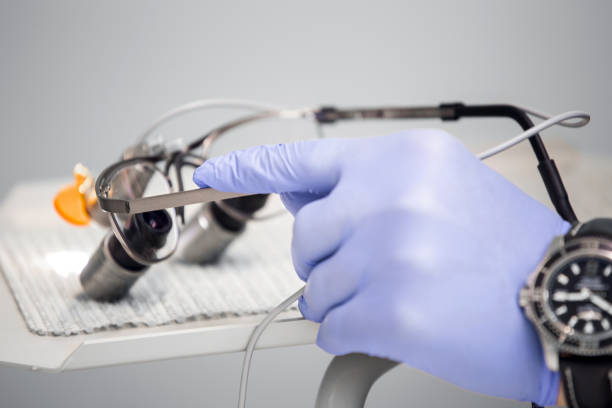 istock Glasses-microscope of the dentist, spectacles magnifying binocular 1220806899