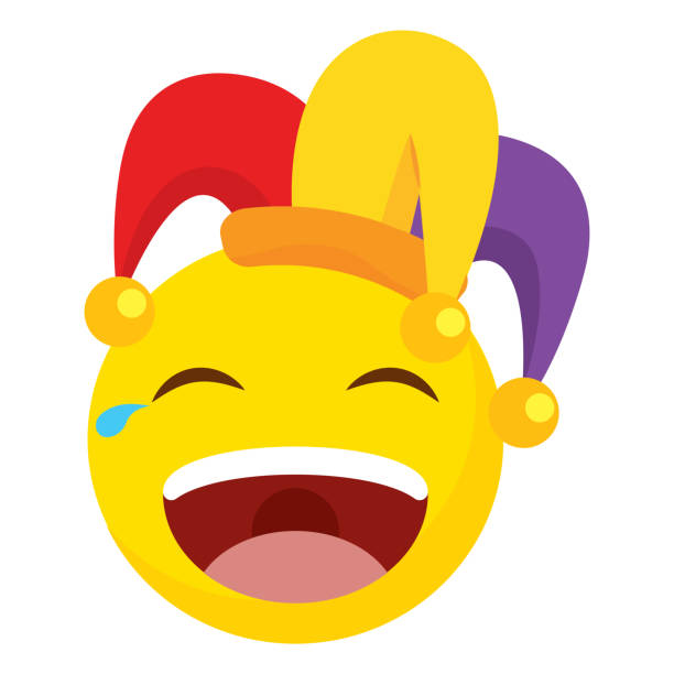 hapy emoji z kapeluszem arlequin - jester clown harlequin bizarre stock illustrations