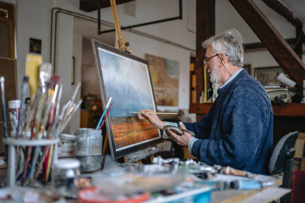 istock Tranquil morning with a senior artist 1220810809