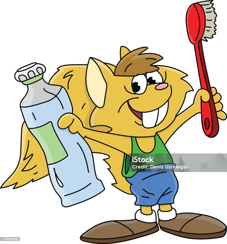 Cartoon Cat Holding A Toothbrush And Toothpaste In His Hands Vector  Illustration Stock Illustration - Download Image Now - iStock