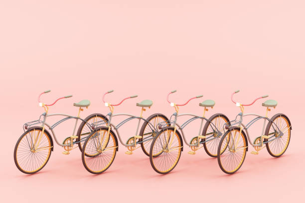 vintage bicycle in pink tone concept 3d rendering