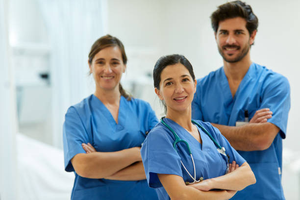 istock Portrait of three nurses looking at camera. 1220813299