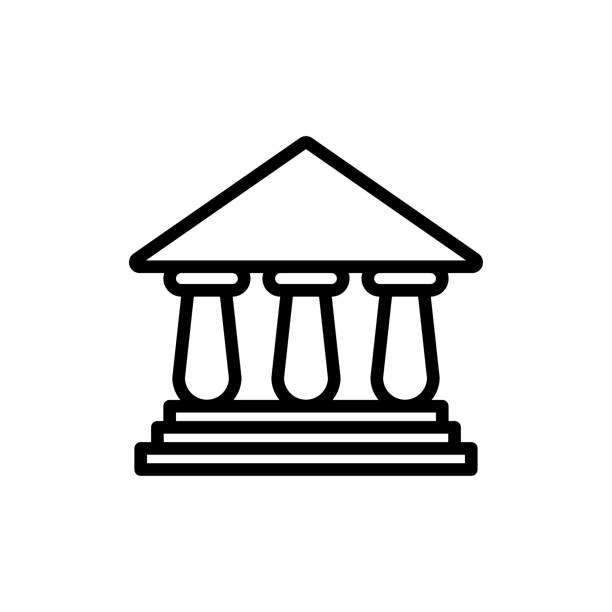 ilustrações, clipart, desenhos animados e ícones de ícone pilar projeto de modelo de vetor plano na moda - column ionic capital isolated